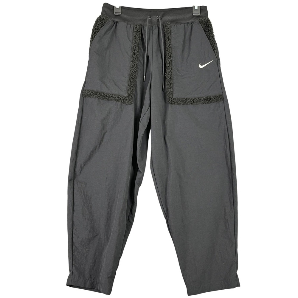 Nike Sportswear Essentials High Rise Sherpa Pocket Woven Pants Black M Womens